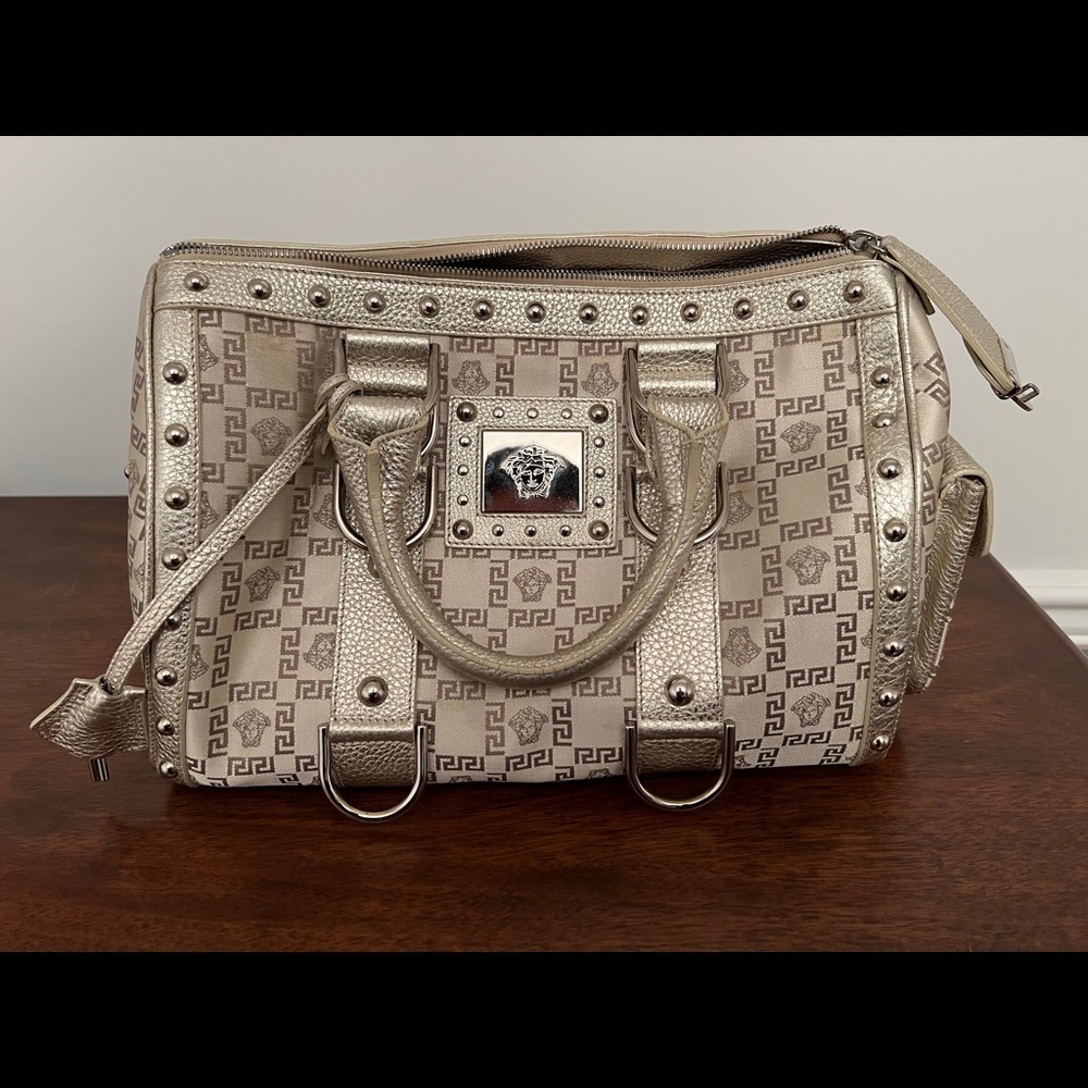 Versace Metallic Monogram Madonna satchel bag